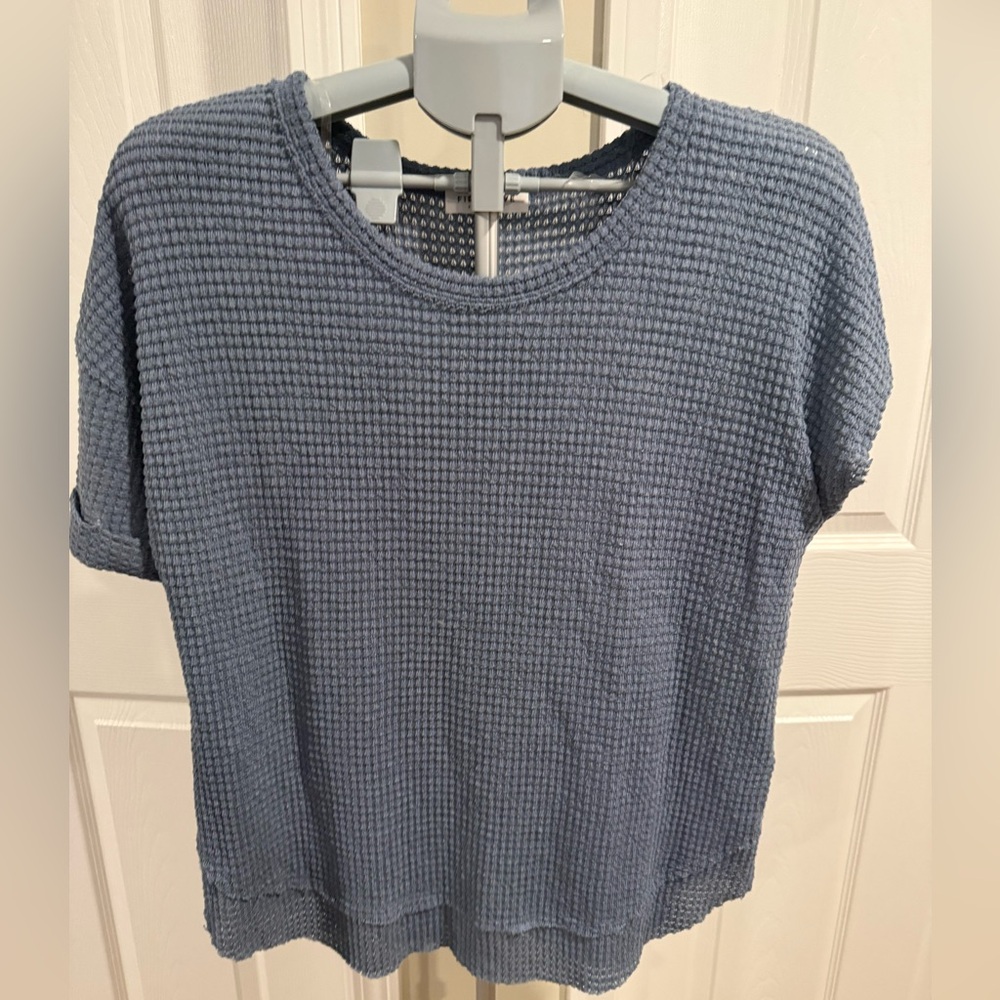 Slate Blue Knit Textured Women's Top
